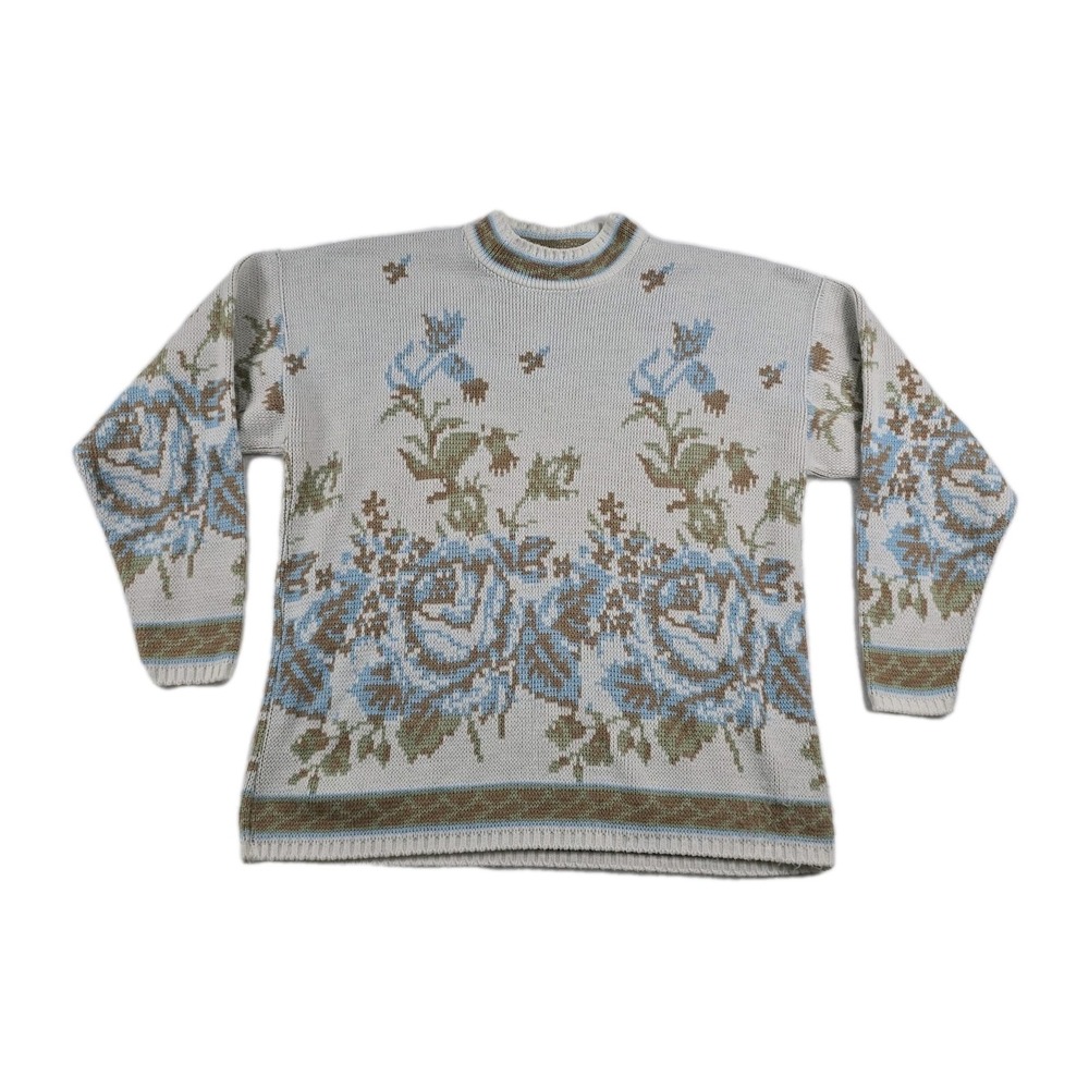 Carriage‎ Court Vintage Sweater Women's Size Medium 10/12 Floral Knit Pullover